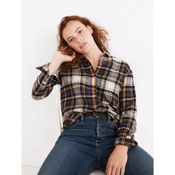 Madewell Women's Flannel Oversized Ex-Boyfriend Shirt, Tartan Plaid, XXS, EUC - Picture 6 of 6